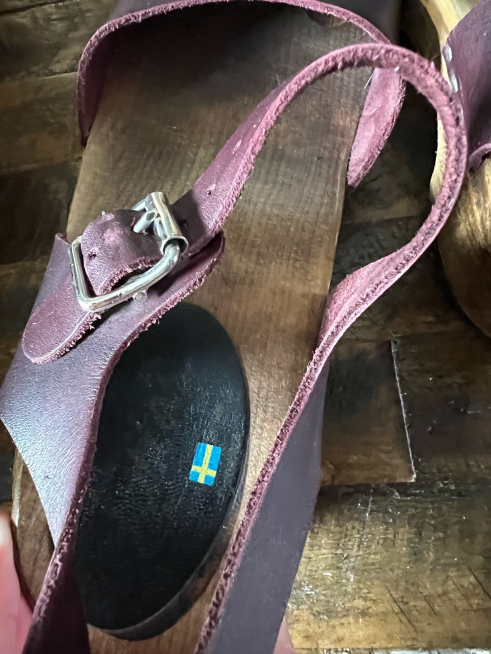 Lotta Women's Mahogany Leather Clog Mules with Adjustable Ankle Strap Size 11 - Picture 11 of 12